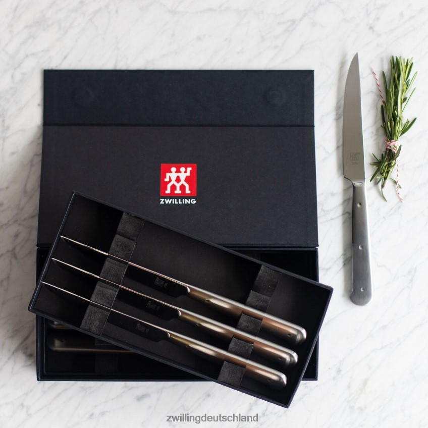 Besteck Zwilling Steak-Sets 8-teiliges Porterhouse-Steakmesserset aus Edelstahl in schwarzer Präsentationsbox 484N629 - Zwilling Besteck