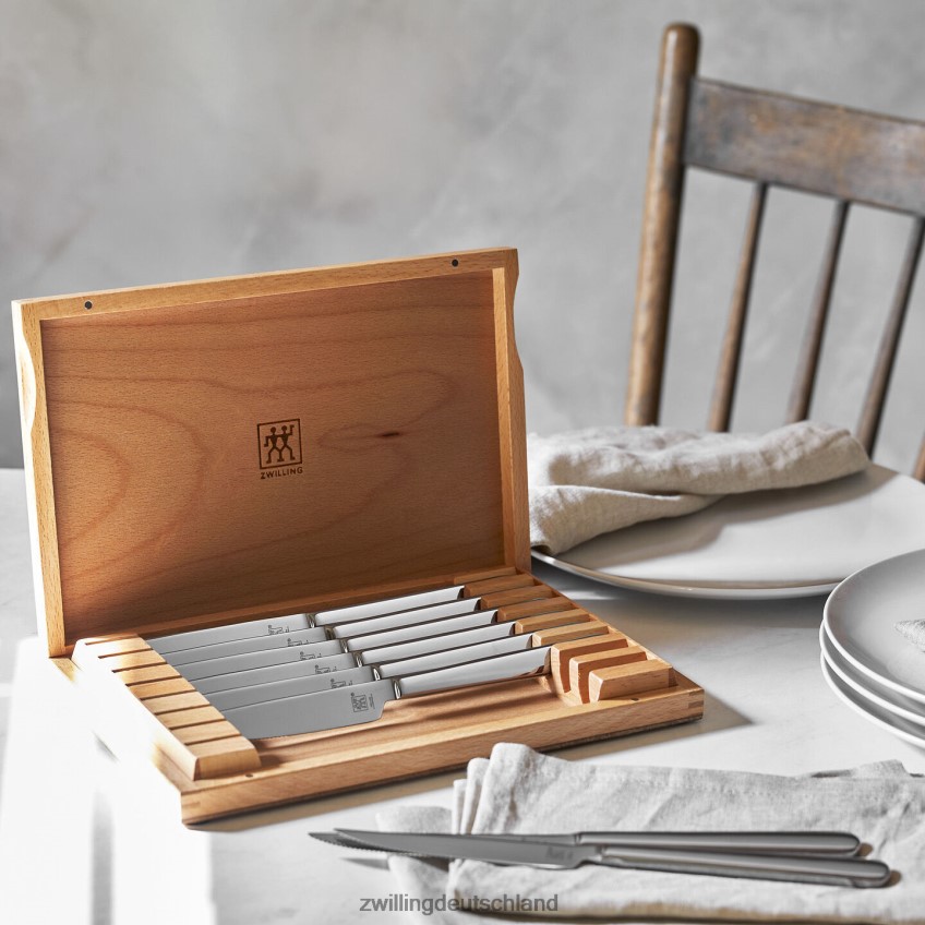 Besteck Zwilling Steaksets 8-teiliges Steakmesserset aus Edelstahl mit Präsentationsetui aus Holz 484N6252 - Zwilling Deutschland