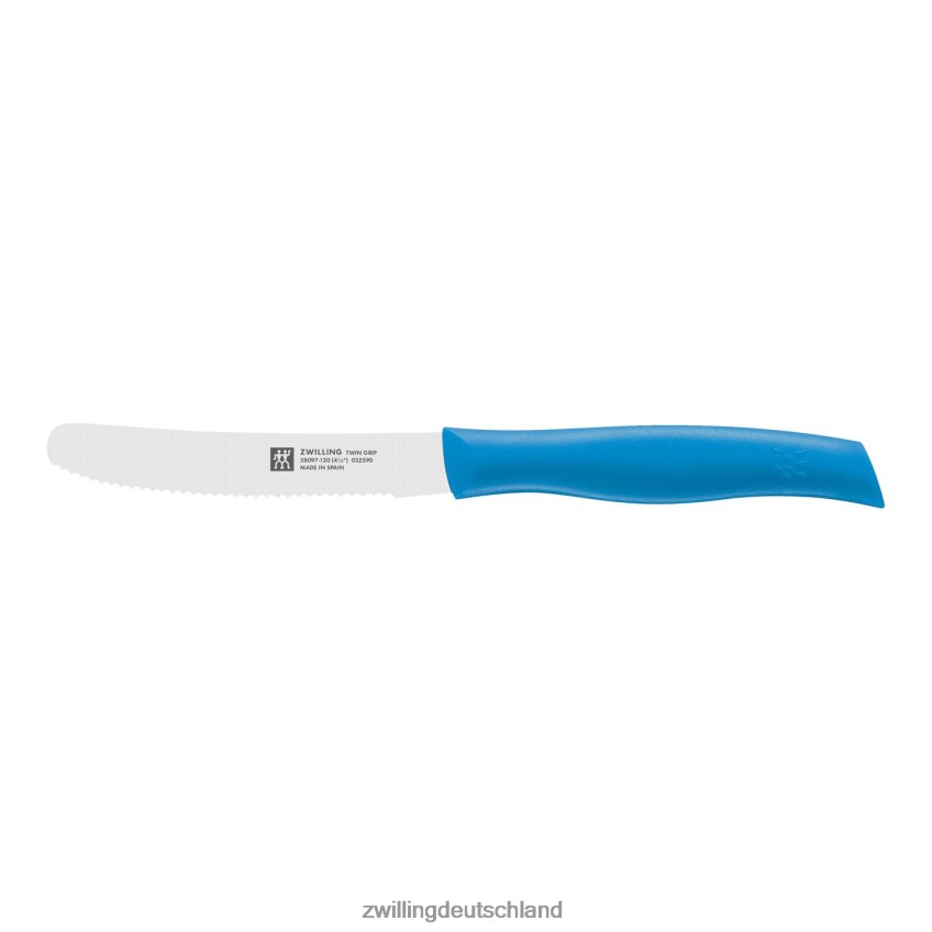 Besteck Zwilling 4,5-Zoll-Allzweckmesser mit Doppelgriff, blau, gezahnte Schneide 484N62183 - Zwilling Besteck