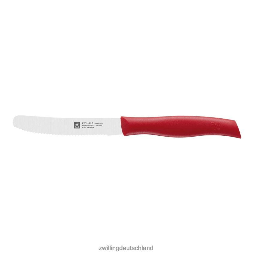 Besteck Zwilling 4,5-Zoll-Allzweckmesser mit Doppelgriff, rot, gezahnte Schneide 484N62185 - Zwilling Topfset