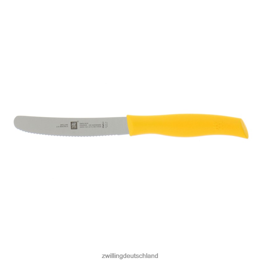 Besteck Zwilling Twin Grip 4,5-Zoll-Allzweckmesser gelb, gezahnte Schneide 484N62186 - Zwilling Besteck