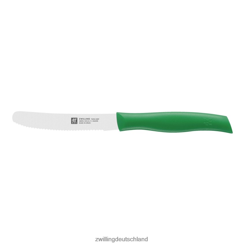 Besteck Zwilling Twin Grip 4,5-Zoll-Allzweckmesser grün, gezahnte Schneide 484N62184 - Zwilling Deutschland