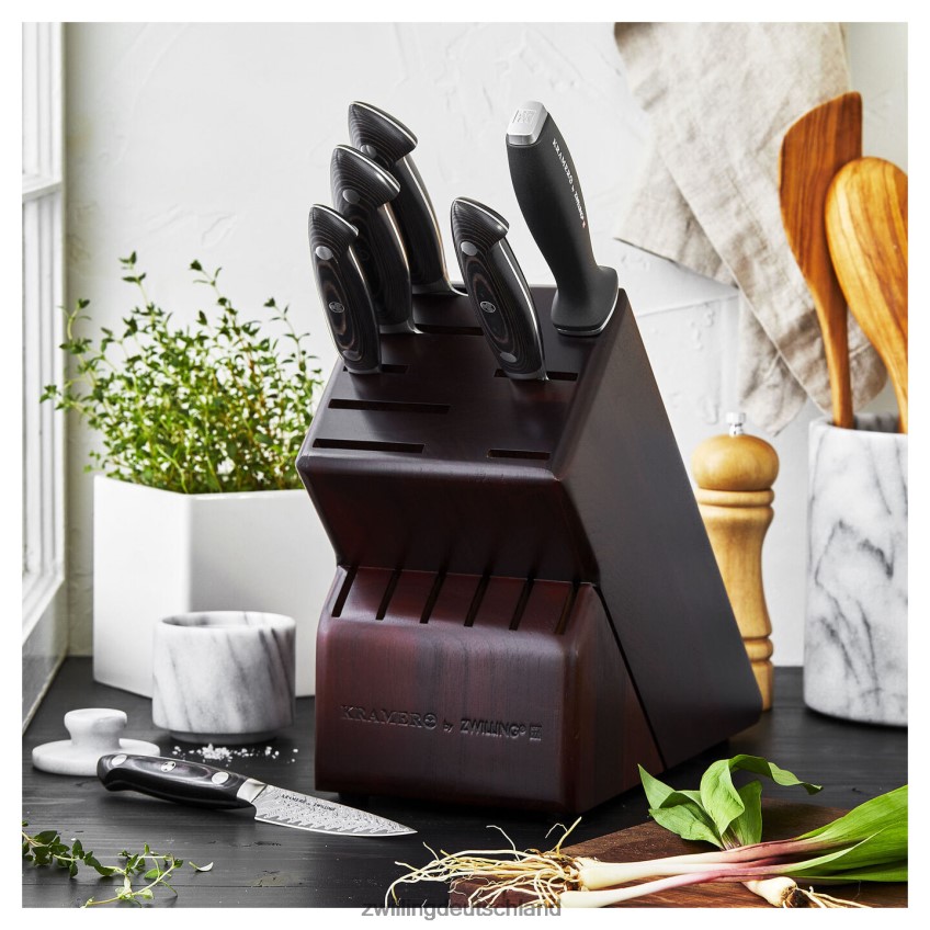 Besteck Zwilling Kramer - Euroline Stainless Damascus Collection 7-teiliges Messerblock-Set, braun 484N62200 - Zwilling Topfset