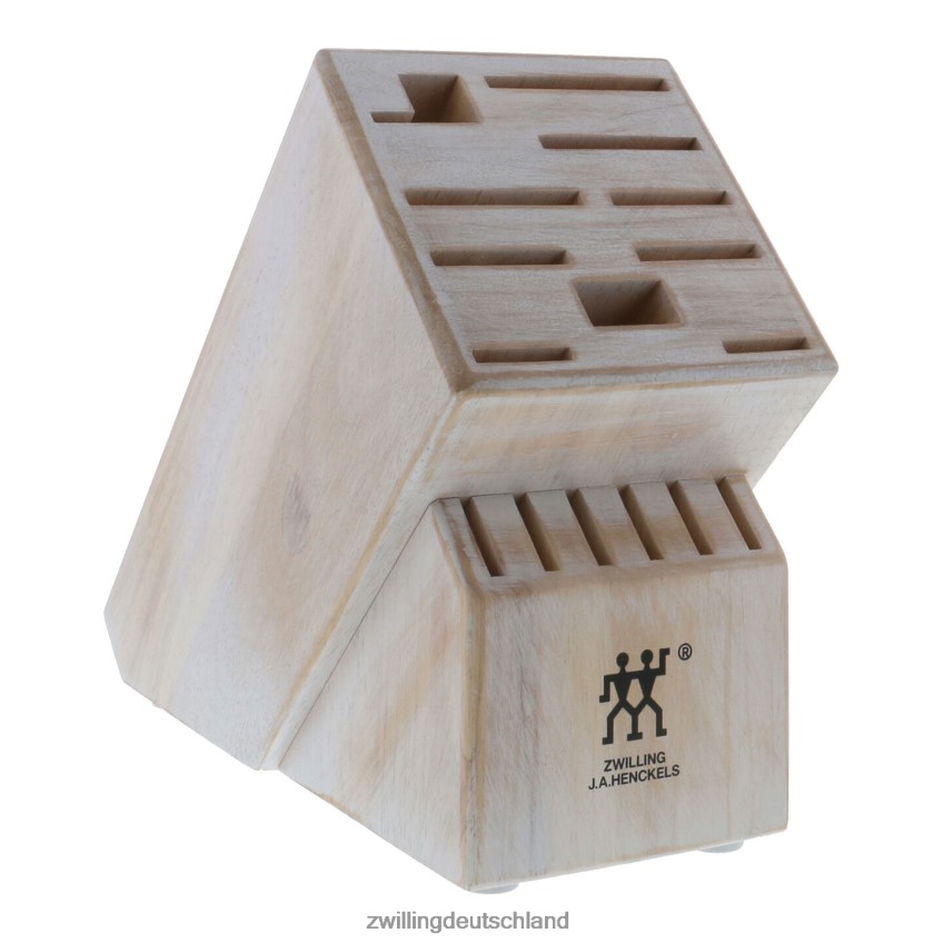 Besteck Zwilling Aufbewahrungsbox aus Gummibaumholz, Gummibaumholz, zwei rustikale weiße Messerblöcke, leer 484N62332 - Zwilling Topfset