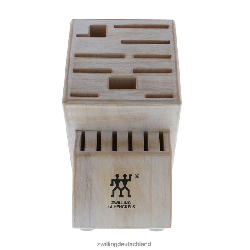 Besteck Zwilling Aufbewahrungsbox aus Gummibaumholz, Gummibaumholz, zwei rustikale weiße Messerblöcke, leer 484N62332 - Zwilling Topfset