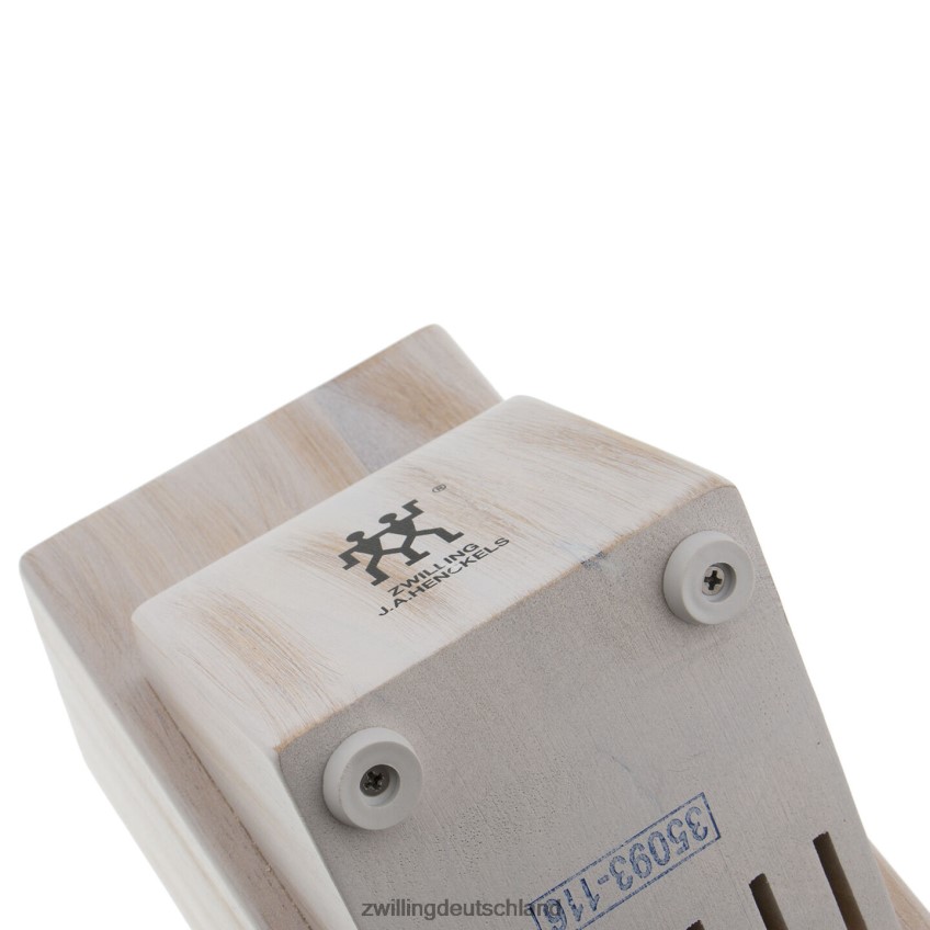 Besteck Zwilling Aufbewahrungsbox aus Gummibaumholz, Gummibaumholz, zwei rustikale weiße Messerblöcke, leer 484N62332 - Zwilling Topfset