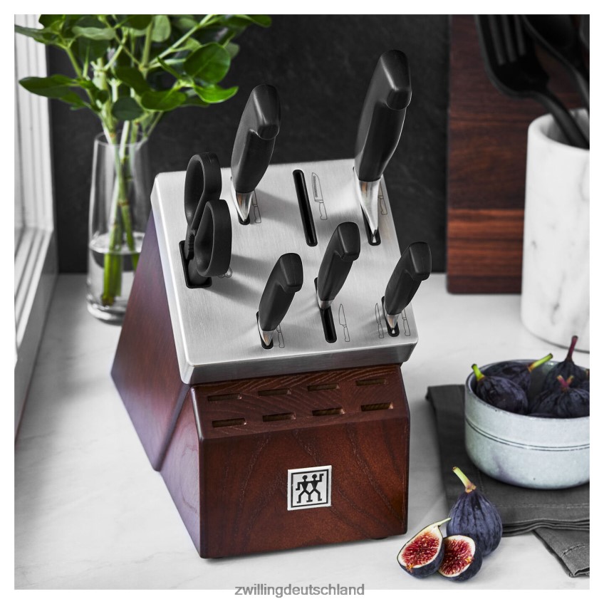Besteck Zwilling Four Star 7-teiliges, selbstschärfendes Messerblock-Set, silber-schwarz 484N628 - Zwilling Topfset