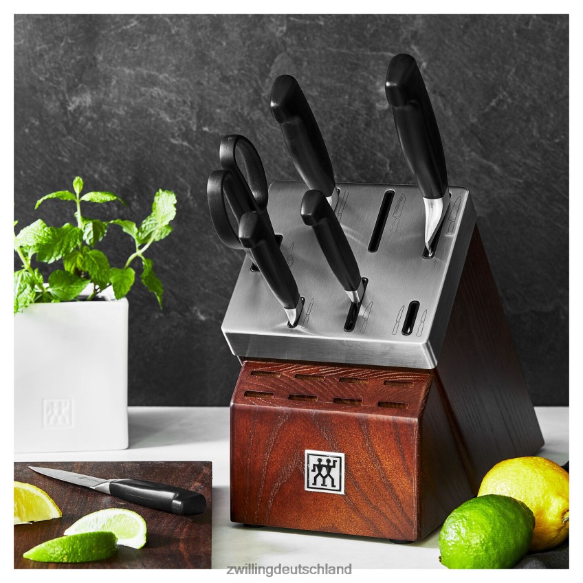 Besteck Zwilling Four Star 7-teiliges, selbstschärfendes Messerblock-Set, silber-schwarz 484N628 - Zwilling Topfset
