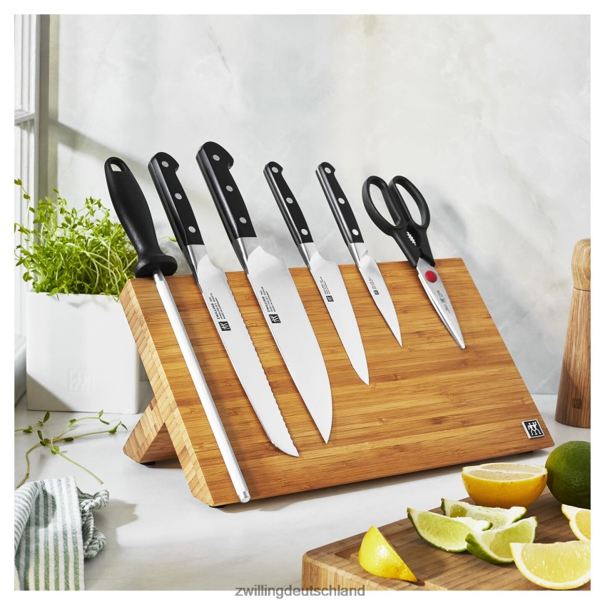 Besteck Zwilling Pro 7-teilig, Set mit magnetischem Bambus-Staffeleiblock, Bambus 484N62406 - Zwilling Deutschland