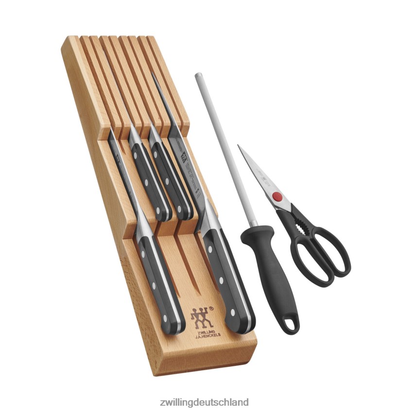 Besteck Zwilling Pro 7-teiliges Blockset mit Messerablage in der Schublade aus Buchenholz, natur 484N6236 - Zwilling Besteck