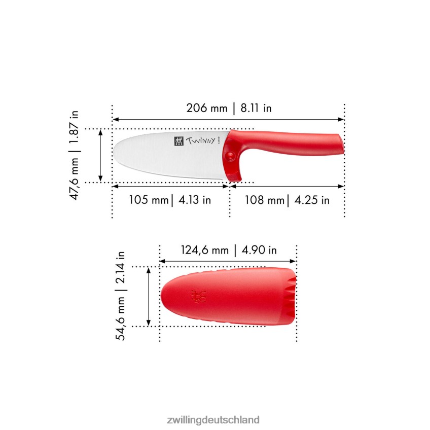 Besteck Zwilling Twinny 4,25 Zoll, Kochmesser, rot 484N6298 - Zwilling Topfset