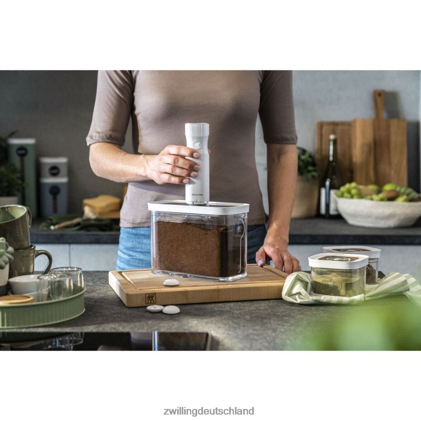 Küche Zwilling fresh & save Würfelbehälter-Set mit Vakuumpumpe, mittel, 6-teilig, transparent-weiß 484N62478 - Zwilling Deutschland